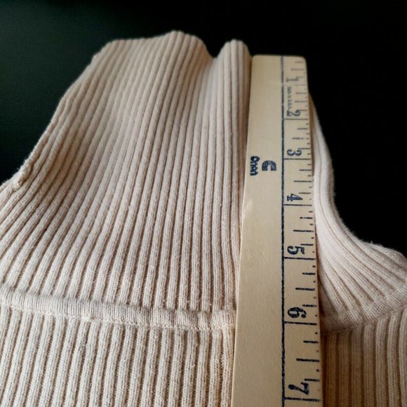 Lauren Ralph Lauren Size L Beige Turtleneck Sweater 100% Cotton Ribbed Logo - Picture 6 of 12